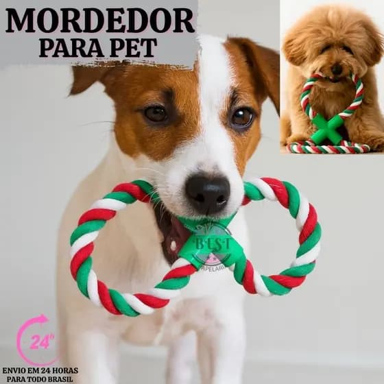 Brinquedo Pet Mordedor Para Cachorros Corda em 8 Interativo para Cães 28cm