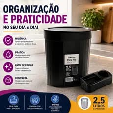 Kit Pia Lixeira 2,5l Xplast + Porta Detergente Base Rattan