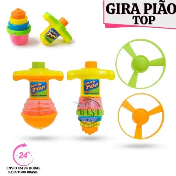 Gira Pião Luminoso Com Lançador Automático Luz Lança Ciclone Voe Pelos Céus