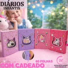 Meu Diário Infantil Secreto Com Cadeado Chaves 60 Folhas Cores