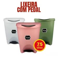 Lixeira Com Pedal Usual Tampa 7,5 Litros Cozinha Banheiro Escritório