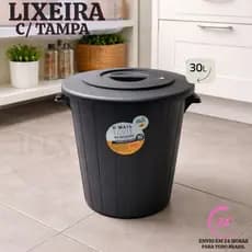 Lixeira 30 Litros Balde Lixão Cesto Para Lixo Com Tampa Super Resistente