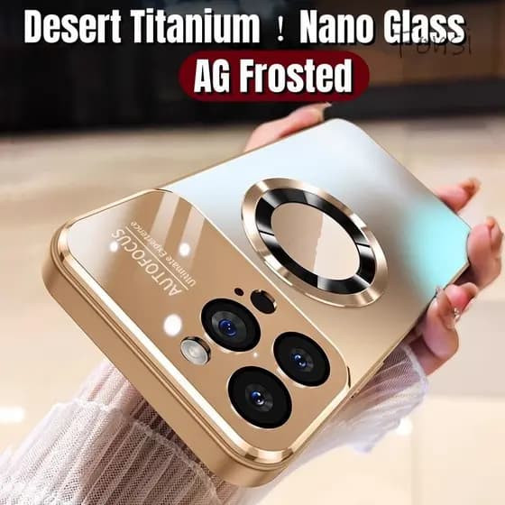 Desert Titanium AG Fosco Nano Vidro Magnético Capa De Telefone Para iPhone 16 Pro Max 15 14 13 12 11 Plus Rígida À Prova