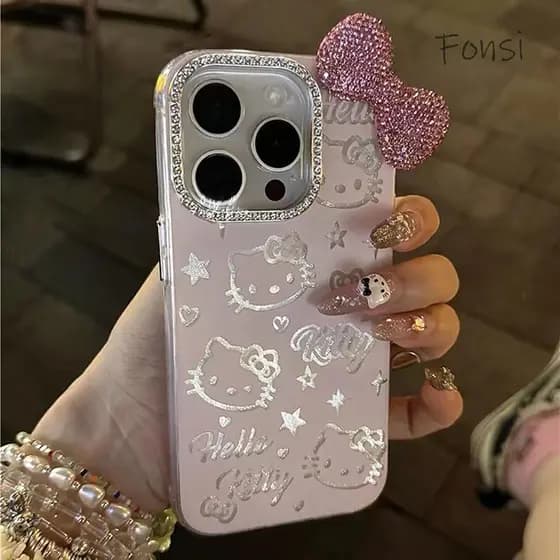 Gato Bonito De Luxo Com Capa De Arco 3D Para iPhone 16 15 14 Plus 13 12 11 Pro Max Telefone À Prova De Choque