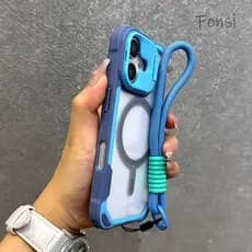 Capa Traseira Transparente De Silicone De Luxo Com Suporte De Câmera Para iPhone 16 15 14 Plus 13 12 Pro Max 11 Alça