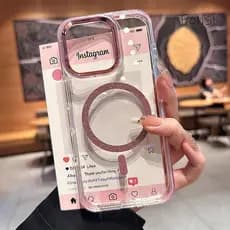 Luxo Glitter Magnético Transparente Capa Traseira Para iPhone 16 15 14 Plus 13 12 11 Pro Max Caso À Prova De Choque