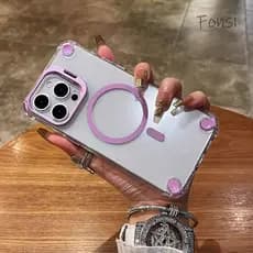 Luxo Magnético Transparente Anti Queda Capa Traseira Para iPhone 16 15 14 Plus 13 12 Pro Max 11 Caso À Prova De Choque