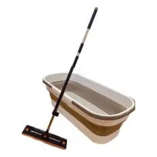 Rodo Mop Flat Seca C/ Balde Retratil Para Limpeza 。Acompanha 2Refil