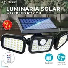 variação de 1 a 4 itens Luminária Solar Led 10W com Sensor de Movimento Luz Fria Ajustável para ambientes externos