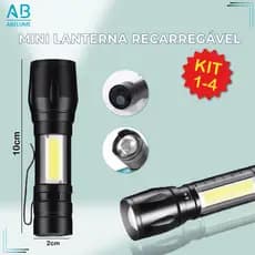 Mini Lanterna Led Tática USB Portátil com Zoom Recarregável Luz Forte Potência Alta