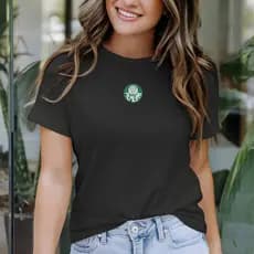 Camiseta Feminina Estilo Verdão Inspirada no Palmeiras 100% Algodão Estampa DTF