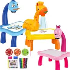 Mesa Lousa Projetor Infantil Desenho Colorido C/ Acessórios