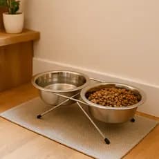 Comedouro Aliementador Pet Suspenso Duplo Inox