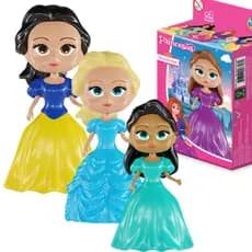 Kit 3 Bonecas Princesa 11 Cm Para Casinha De Boneca