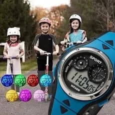 Relógio infantil digital resistente com pulseira ajustável e cronômetro
