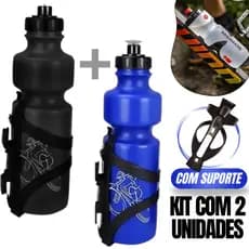 Kit 2 Garrafa Caramanhola Bike Bicicleta Squeeze Agua 750ml + Suporte Garrafinha Ciclismo MTB Passeio Esportes