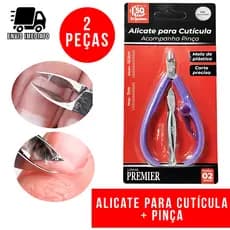 Kit 2 Alicate de Cutícula + Pinça Sobrancelha Profissional Kit Manicure Salão de Beleza