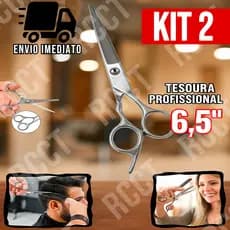 Kit 2 Tesoura Profissional 6,5" Para Corte de Cabelo Barbeiro e Salão