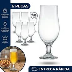 Kit Jogo de 06 Taça Windsor Cerveja 330ml jogo de taças de vidro taças diferentes para drinks nadir