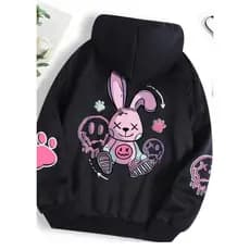 Moletom Canguru Coelho Rabbits Frente Lisa Manga Estampada Inverno Envio Imediato A Pronta Entrega!