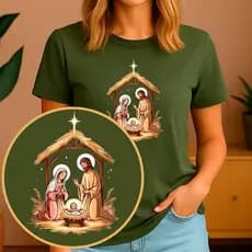 Camiseta Natal Nascimento Menino Jesus Sagrada Familia