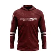 Camiseta Pesca Camisa Mar Negro Proteção Solar Uv Capuz Vermelha