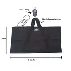 Tapete Sacola Pesca Pesar Peixe Pesqueiro Pesca Esportiva Top Fish + Balança Cor Preto