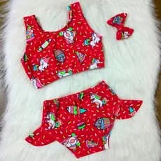 Biquíni SUNSET infantil (3 a 6 anos) Moda Praia em suplex | Lançamento | Acompanha Laço