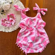Body SUNSET Infantil menina com Tiara | Macaquinho para Bebê | Bory baby infantil