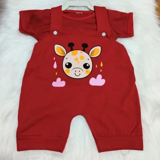 2 a 4 meses - Kit Jardineira Feminina e Blusa Básica / Bebê Menina