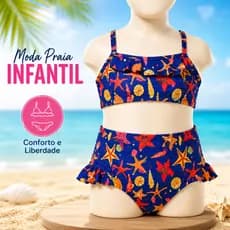 Biquini SUNSET Babadinho Premium Infantil Estampado com forro - Biquíni (Tamanho 2 a 8 anos) PREMIUM