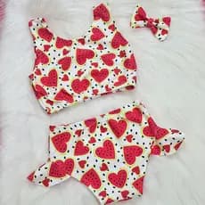 Biquíni SUNSET hot Pants infantil (3 a 5 anos) Moda Praia em suplex | Acompanha Laço