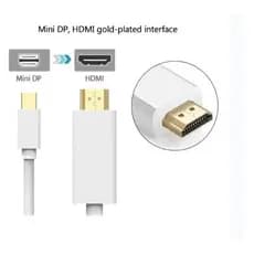 Cabo Mini Displayport HDTV 1,80m Full Hd 1080p Cabo HDMI para Projetor Laptop e Monitor