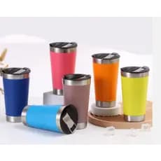 Copo Térmico Aço Inox 473ml com Tampa e Abridor – Mantém Gelado/Quente – Cores Sortidas