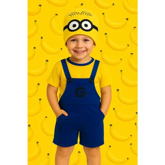 FANTASIA INFANTIL CONJUNTO MINIONS MENINOS ANIVERÁRIOS FESTAS CARNAVAL