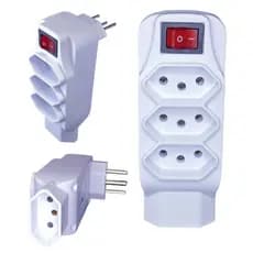 Mini filtro de linha 4 tomadas adaptador 3 pinos benjamin