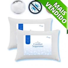 Kit 2 Travesseiros ALTO Confort Fibra Importada Antialérgica 70x50 Impermeável