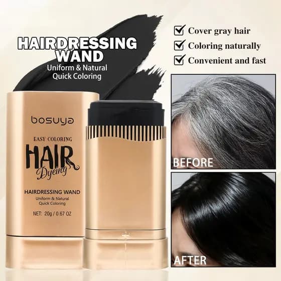 Bastão Temporário De Cor De Cabelo De 3 Tons , Retoque Rápido De Raiz Para Cabelos Grisalhos , Giz Lavável Cosplay De Fe