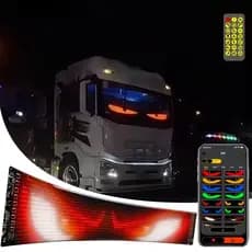 1-2 Pçs Dinâmico Olho Do Diabo Caminhão Pára-Brisa Rolagem Publicidade LED Sinal Carro RGB DIY Controle App Painel Luz D