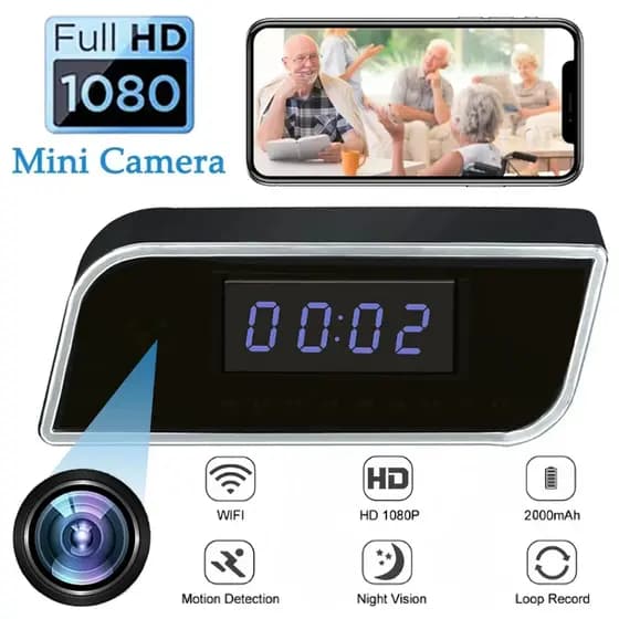 Mini Câmera Wi-Fi Sem Fio Ultra HD Relógio Digital Câmeras Com Visão Noturna Detecção De Movimento Gravadores De Remota