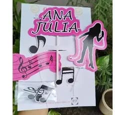 Topo de Bolo Musical Feminino Personalizado, musica.