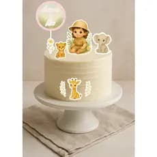 TOPPER TOPO DE BOLO TEMA SAFARI MENINA, MÊSVERSÁRIO, ANIVERSÁRIO, FLORESTA, ANIMAIS, UM TEMA FOFINHO E CHEIO DE MAGIA.