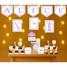 KIT FESTA PRIMEIROS DENTINHOS/ TOPO DE BOLO/ NOVO DENTINHO/MENINAS/ FESTA/MÊSVERSÁRIO/SIMPLES
