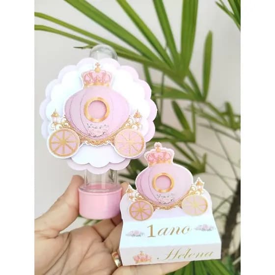 KIT TUBETE E PORTA BIS DUPLO REALEZA, CARRUAGEM PRINCESA PERSONALIZADO, LEMBRANÇA ANIVERSÁRIO/MIMO ANIVERSÁRIO
