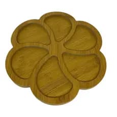 Petisqueira Bambu 6 Divisórias Petiscos Frios Queijo Flor