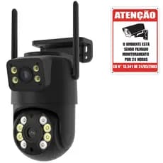 Câmera Externa Ip a Prova D'água Wifi Dupla 2 Em 1 com Visão Noturna Infravermelho para Vigilância