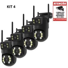 Kit 4 Câmeras Externa Ip a Prova D'água Wifi Dupla 2 Em 1 Visão Noturna e Infravermelho