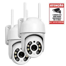 Kit 2 Câmeras IP Wi-Fi Externa PTZ 330° Visão Noturna, Áudio Bidirecional e Detecção de Movimento