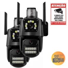 Kit 2 Câmeras IP WiFi Externa Dual Lens 4MP Visão Noturna Áudio Bidirecional Alexa e Cartão SD 128GB