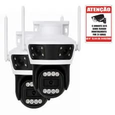 Kit 2 Câmeras IP Wi-Fi Externa 6MP 3 Lentes PTZ Visão Noturna Colorida Áudio Bidirecional 360° IP66